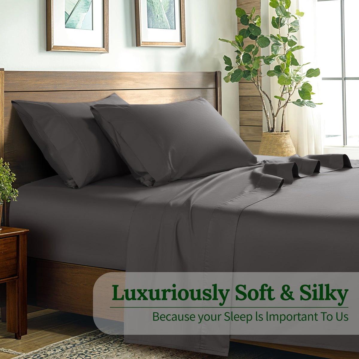 100% Cotton Bed Sheets Set, 1000 Thread Count 4 Piece Luxury Soft Sheets Set with 16